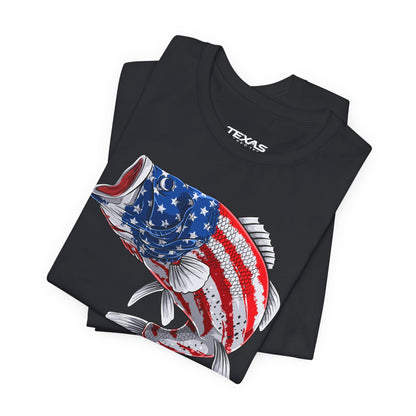 Texas Rigged Tees Patriotic Bass — Unisex Cotton Tee