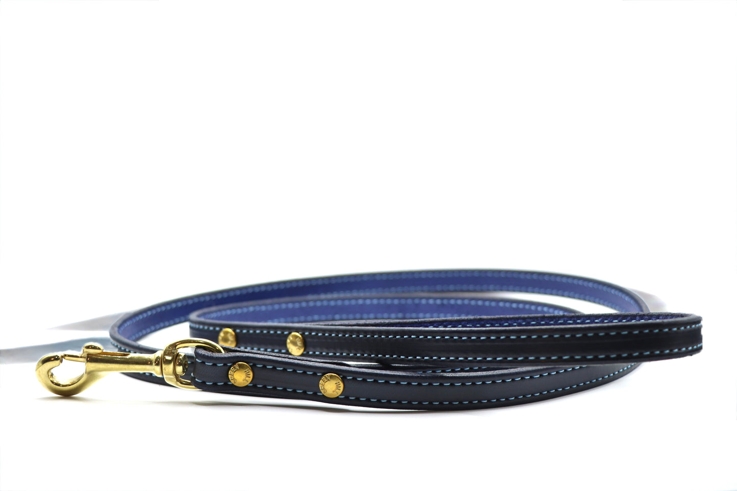 Remarkable Leather Goods Limited Edition Light Blue Stitched Dog Leash