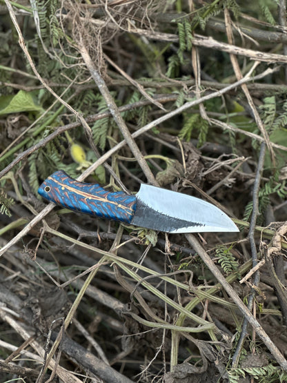 Texan Knives Hunters Knives – 9" D2 Steel Blade with Epoxy Pine Cone Resin Handle & Leather Sheath