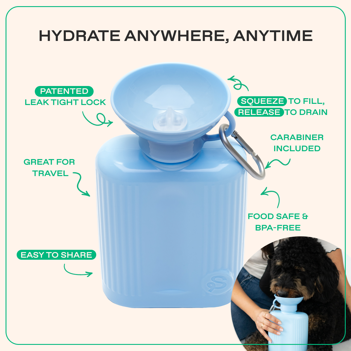 Springland Pets 44oz Original Dog Travel Water Bottle