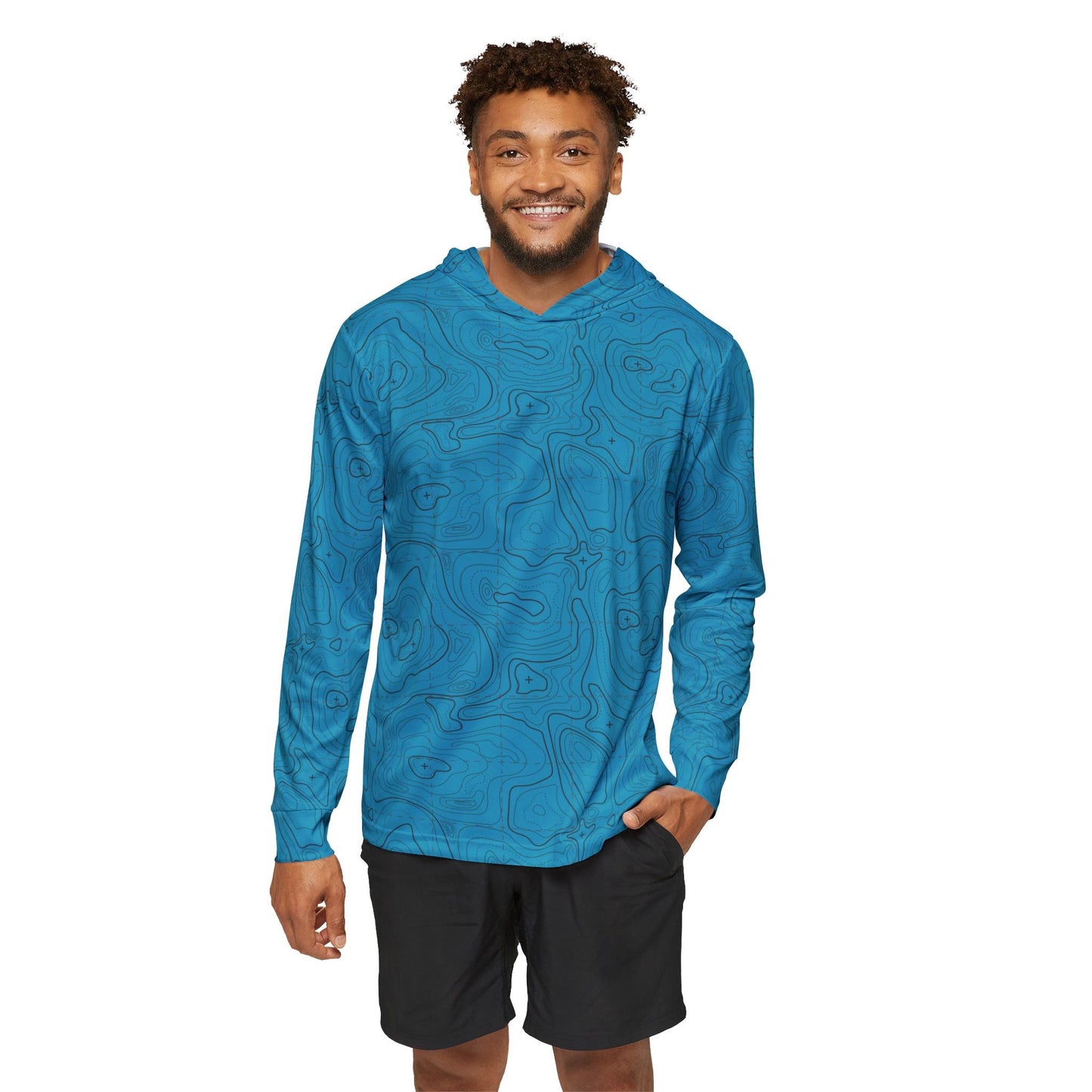 Texas Rigged Tees Topographical Lake Map — Unisex Fishing Pullover Hoodie (SPF 50+)