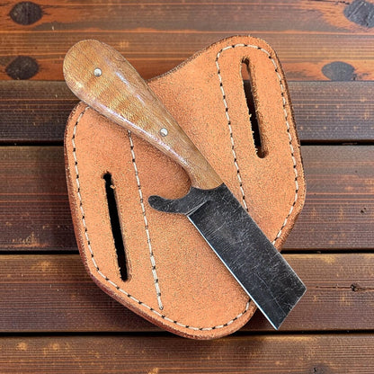 Frontier Cowboy Gear The Plainsman – Custom Handmade D2 Steel Bull Cutter Knife with Walnut Wood Handle & Leather Sheath