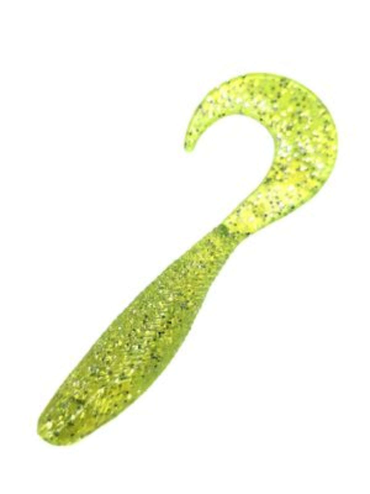 Just Lures Fishing Shad Grub 2.5" - Chartreuse Glitter