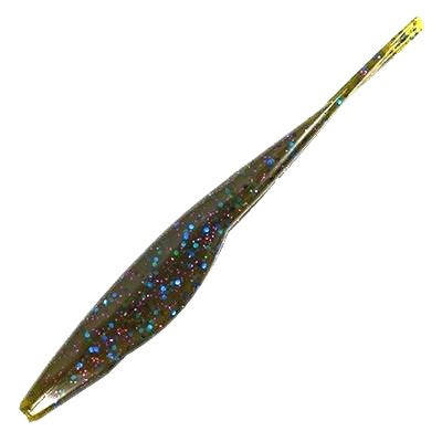 Just Lures Fishing Triple Tail Jerk Shad - Green Pumpkin  Blue and Purple Flake