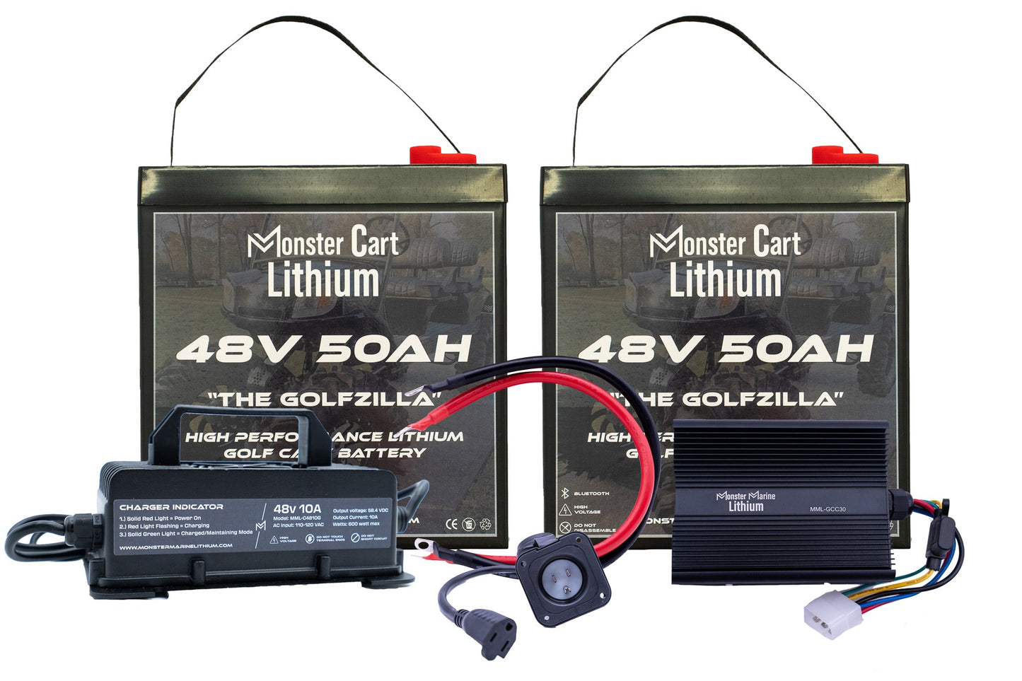 Monster Marine Lithium LARGE BUNDLE 48v 100Ah- (2) 48V 50AH LITHIUM & 48V 10A WATERPROOF CHARGER