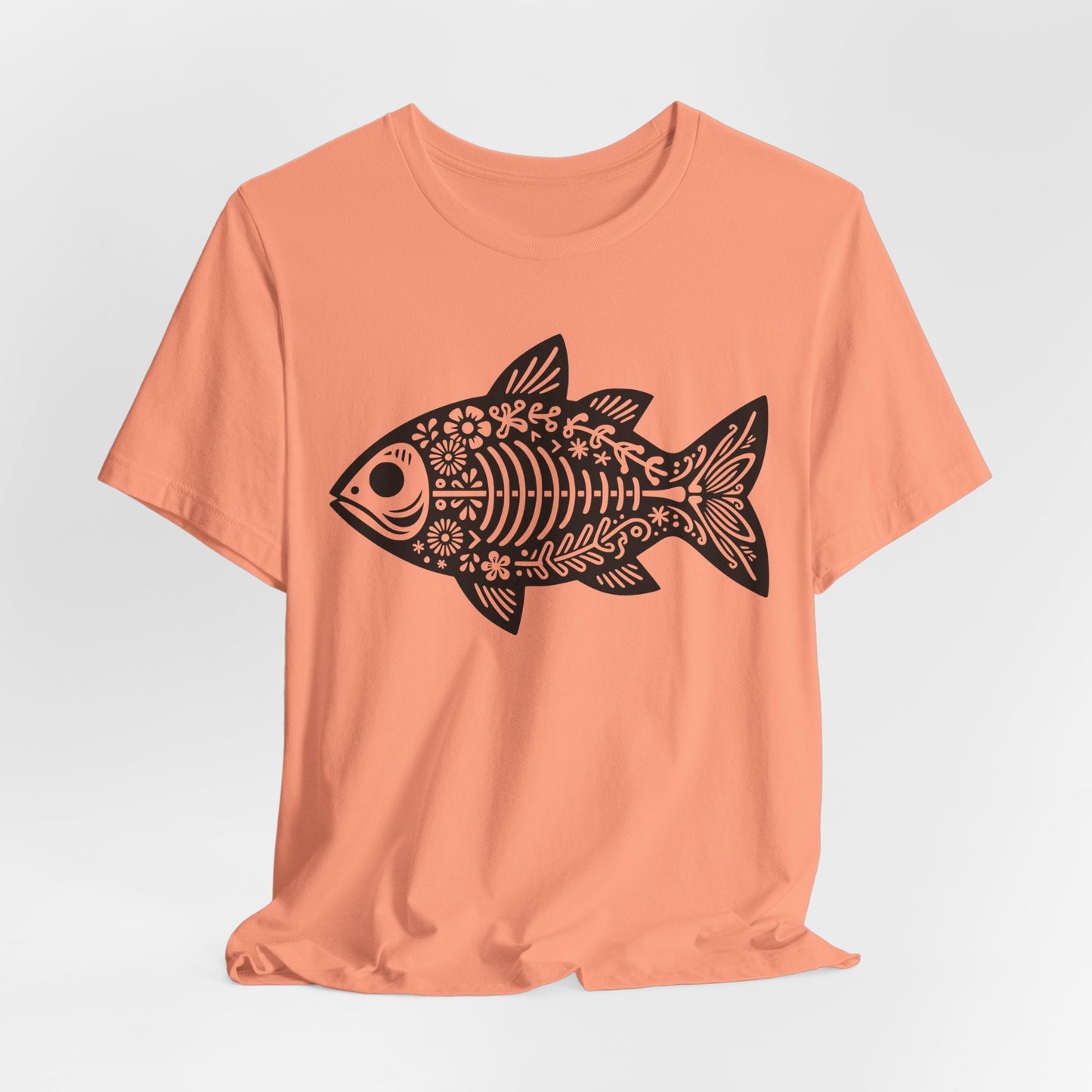 Texas Rigged Tees Mexican Flora Fish Skeleton — Unisex Cotton Tee