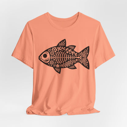 Texas Rigged Tees Mexican Flora Fish Skeleton — Unisex Cotton Tee