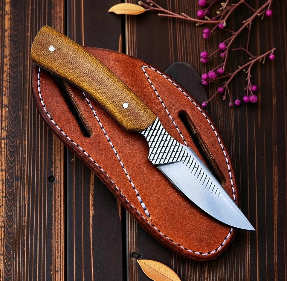 Frontier Cowboy Gear Handmade Rasp Tool Steel Cowboy Knife with Leather Sheath