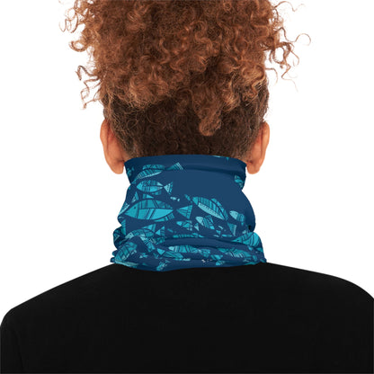 Texas Rigged Tees Deep Blue Schooling Fish — Unisex Neck Gaiter (SPF 50+)