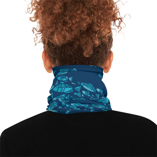 Texas Rigged Tees Deep Blue Schooling Fish — Unisex Neck Gaiter (SPF 50+)