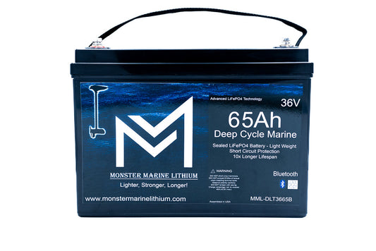 Monster Marine Lithium 36V 65Ah Bluetooth Deep Cycle Lithium Trolling Battery