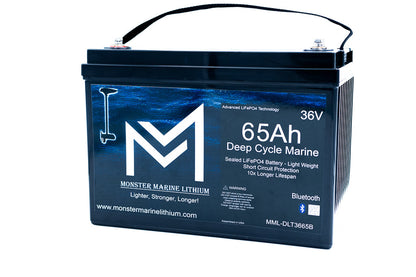 Monster Marine Lithium 36V 65Ah Bluetooth Deep Cycle Lithium Trolling Battery