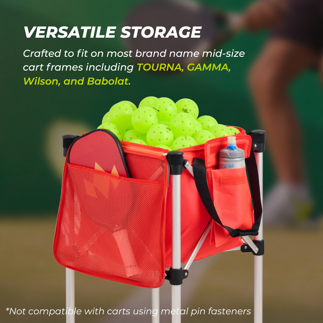 Racket Pets Ball Tote - Orange Replacement Bag for Tennis and Pickleball Pro Teaching Cart