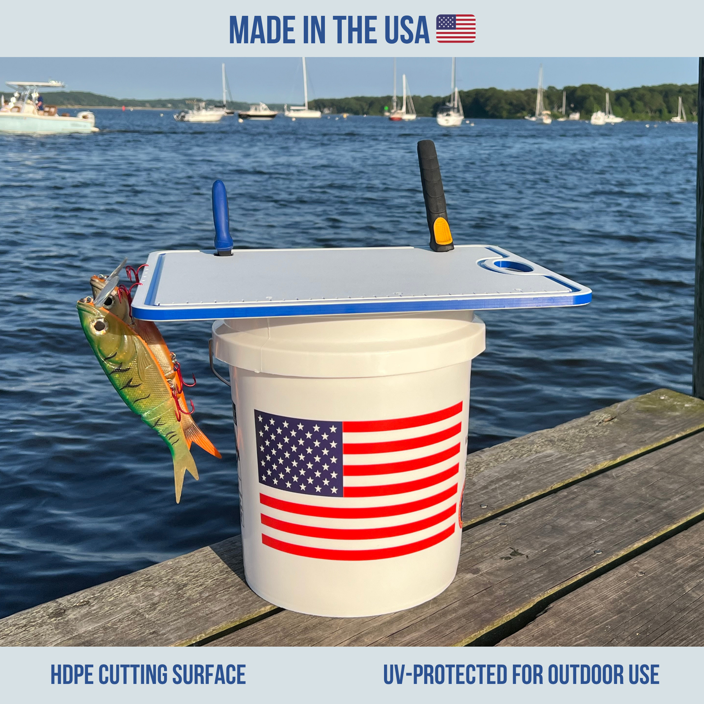 TRAPSKI Premium Bucket or Cooler Fishing Cutting Board