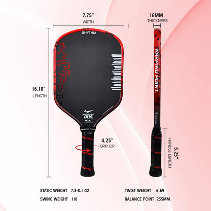 Warping Point Rhythm Hybrid Pickleball Paddle – Red