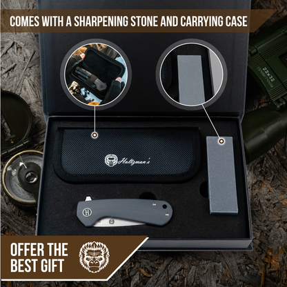 Holtzman's Survival The Peasant Folding Pocket Knife Giftset for Men and Women (Red and Grey)