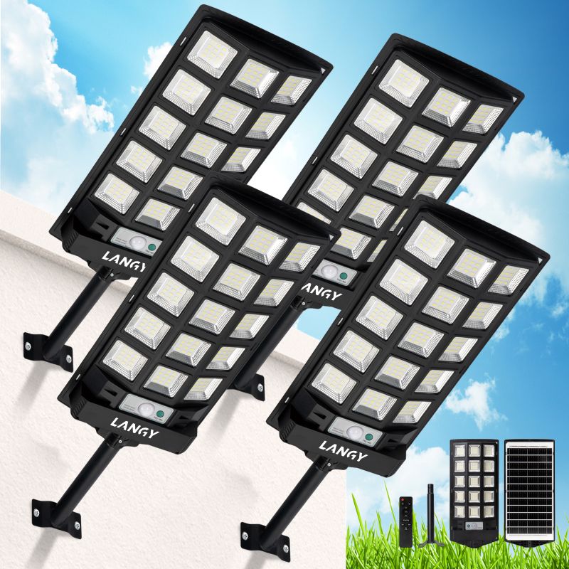 Langy Solar Lights 60W 90W Solar Outdoor Dusk to Dawn Lights with Remote Control