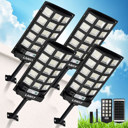 Langy Solar Lights 60W 90W Solar Outdoor Dusk to Dawn Lights with Remote Control