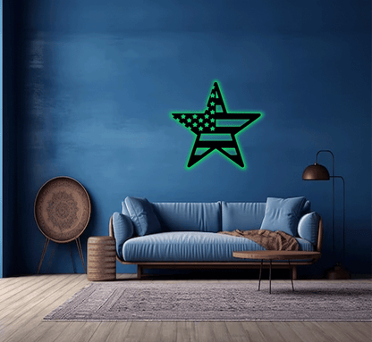 MetalPlex - American Flag Star - Metal Wall Art
