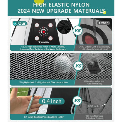 DCUTIE 10x7FT Golf Practice Net with Mat & Target – Backyard Driving & Chipping Aid