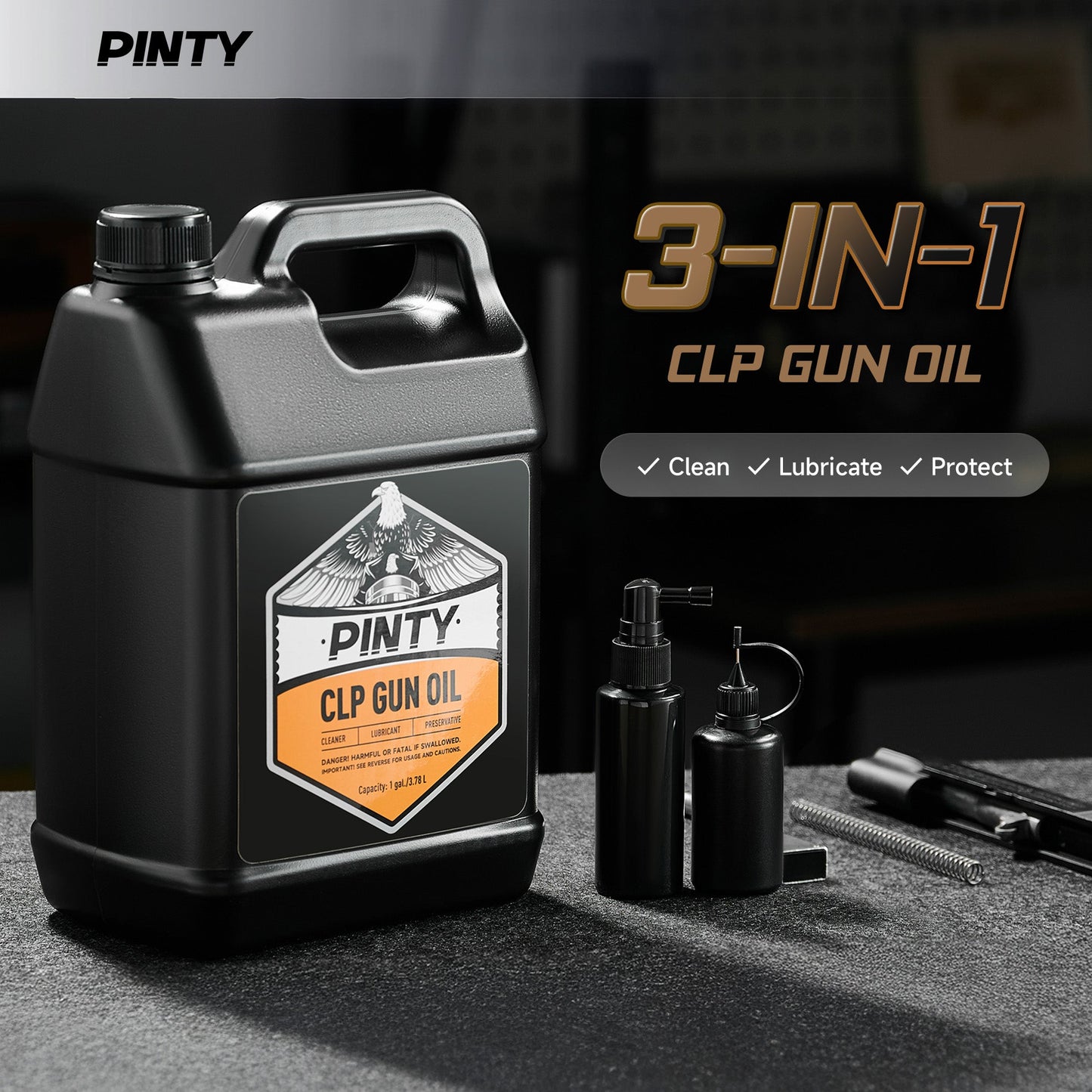 Pinty 3-in-1 CLP Gun Oil, 1 Gallon Gun Cleaner