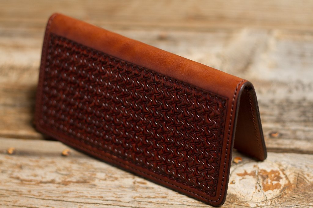 Texas Saddlery Chocolate Checkbook Cover Spider Tooling
