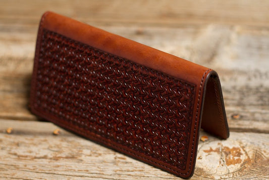 Texas Saddlery Chocolate Checkbook Cover Spider Tooling