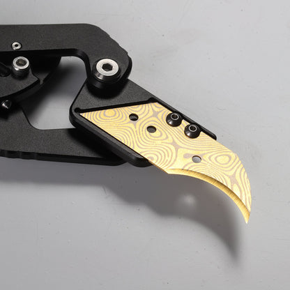 Stinger Survival Tools Dog Tag Tool, Folding Pocket Utility - Matte Black w/ Golden Edge