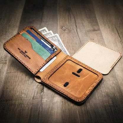 Bull Sheath Leather Badge Bifold Wallet