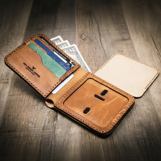 Bull Sheath Leather Badge Bifold Wallet