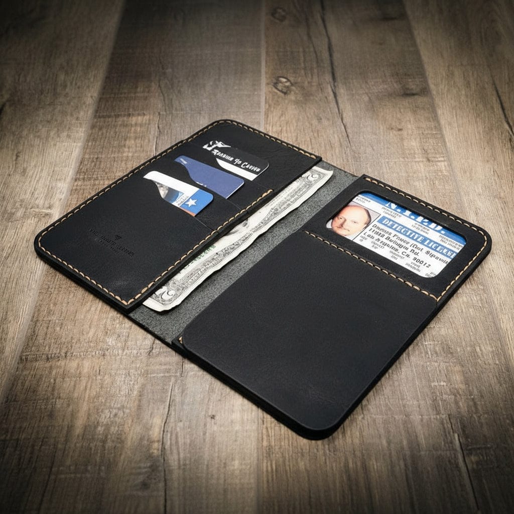 Bull Sheath Leather Badge Long Wallet