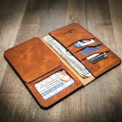 Bull Sheath Leather Badge Long Wallet