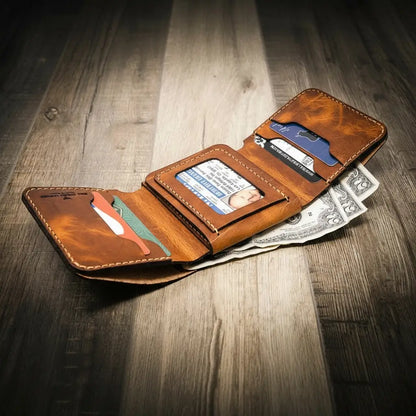 Bull Sheath Leather Badge Trifold Wallet