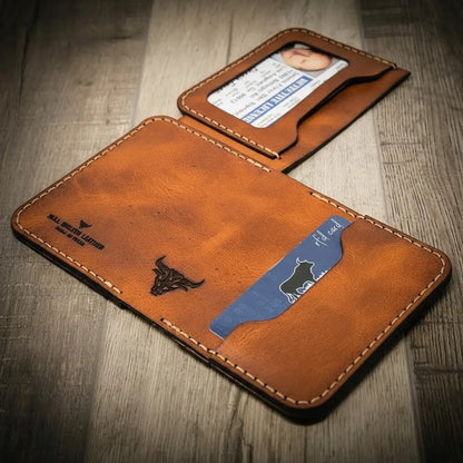 Bull Sheath Leather Minimalist Badge Wallet