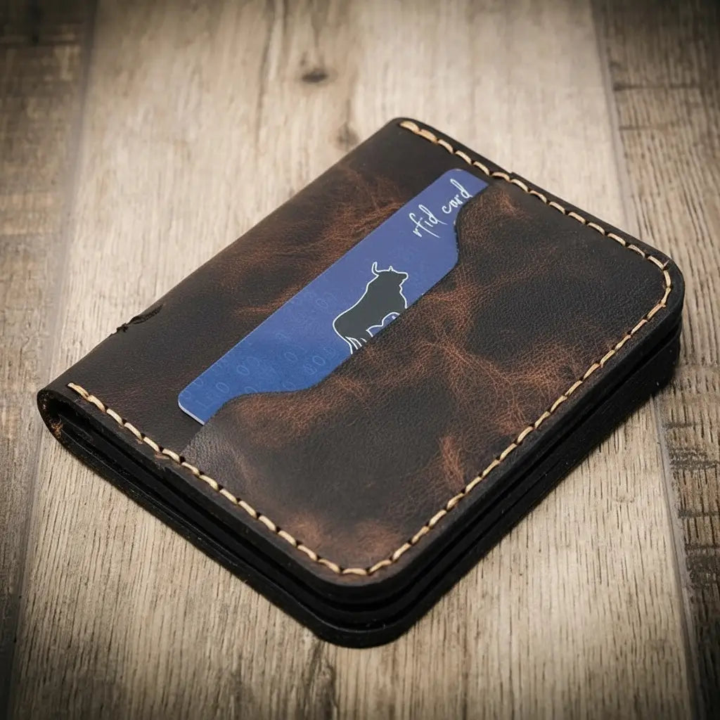 Bull Sheath Leather Minimalist Badge Wallet