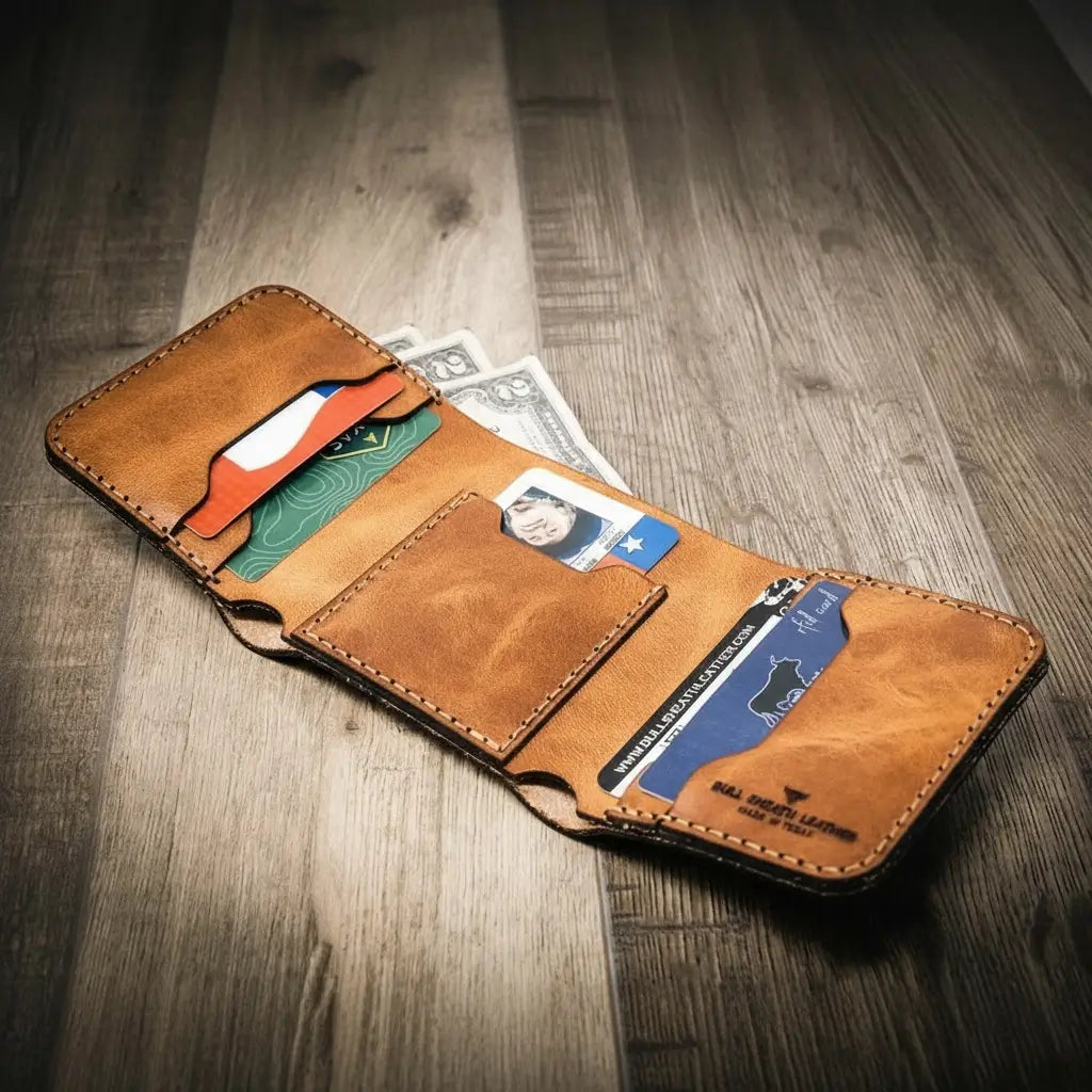 Bull Sheath Leather The Trinity Trifold Wallet