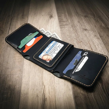 Bull Sheath Leather Badge Trifold Wallet