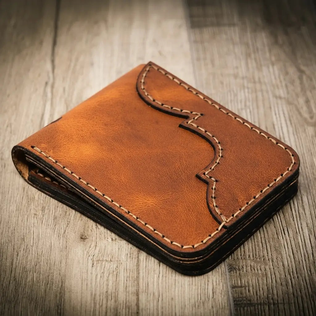 Bull Sheath Leather Western Bifold Wallet