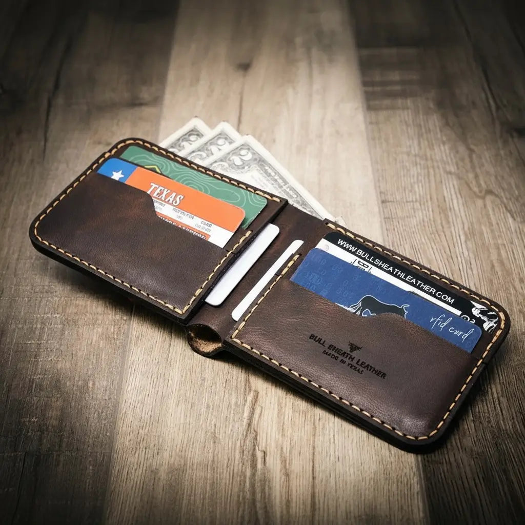Bull Sheath Leather Western Bifold Wallet