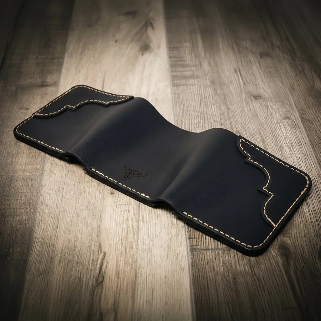 Bull Sheath Leather Western Trifold Wallet