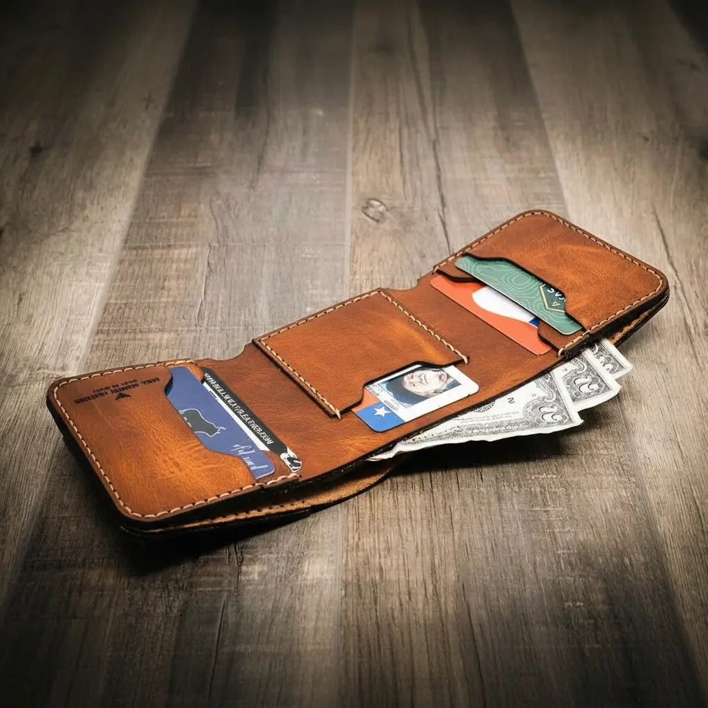 Bull Sheath Leather Western Trifold Wallet