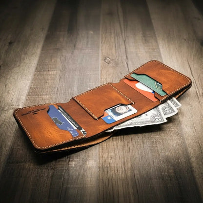 Bull Sheath Leather Western Trifold Wallet