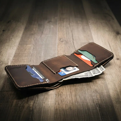 Bull Sheath Leather Western Trifold Wallet