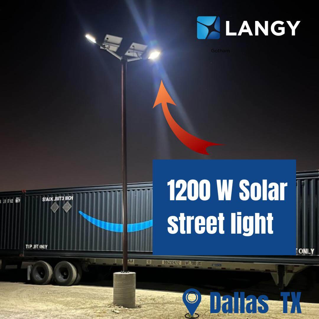 Langy Solar Lights 1400W solar street light with pole -30,000lumens