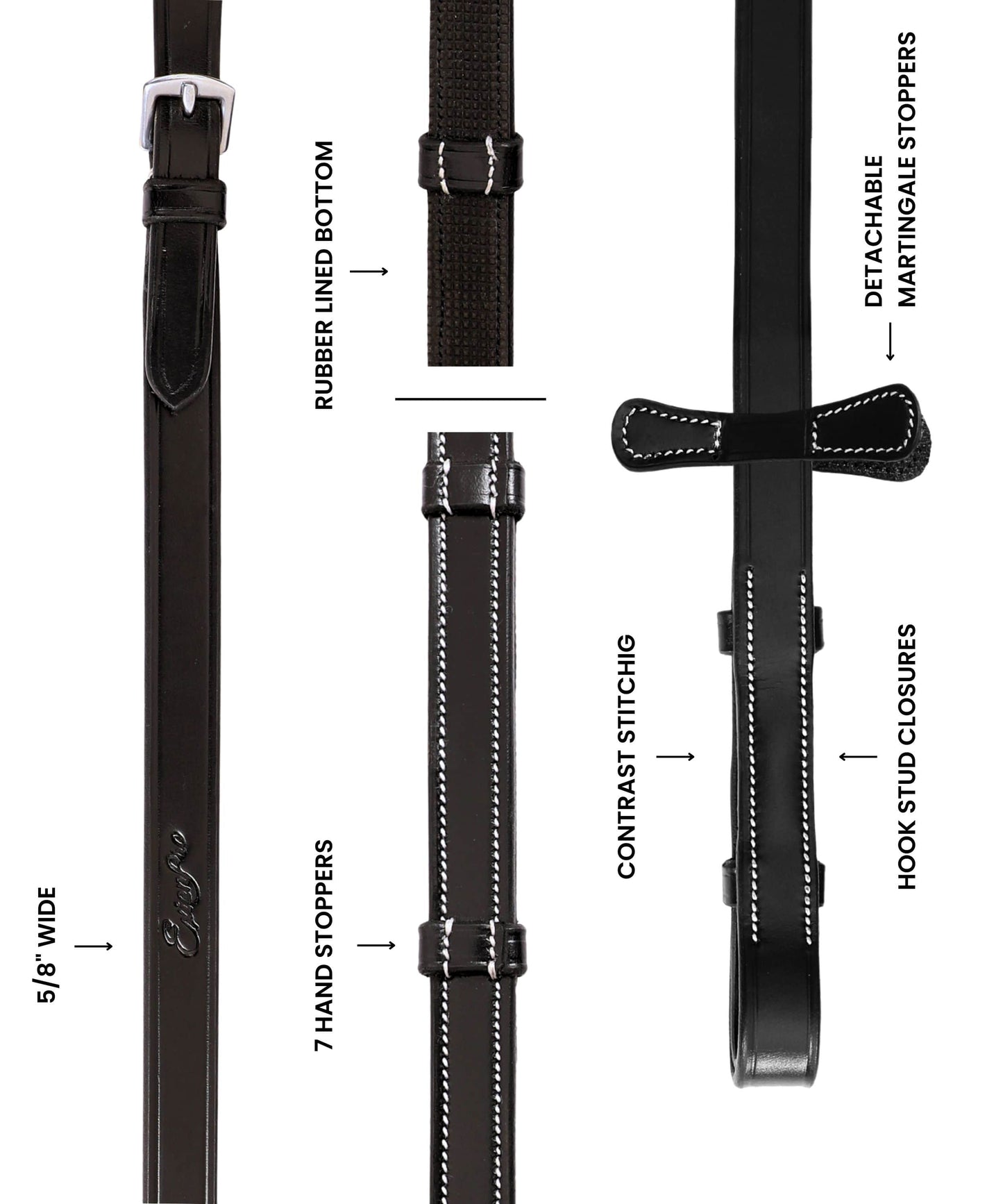 Bridles & Reins Bridles & Reins ExionPro Rubber Lined Leather Reins