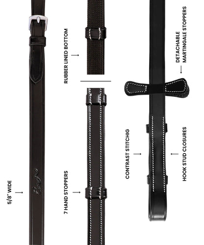 Bridles & Reins Bridles & Reins ExionPro Rubber Lined Leather Reins
