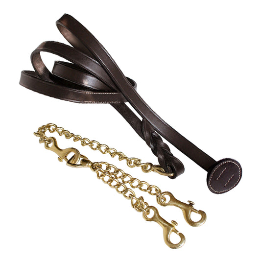 Bridles & Reins ExionPro Leather Lead with Double Brass Chain