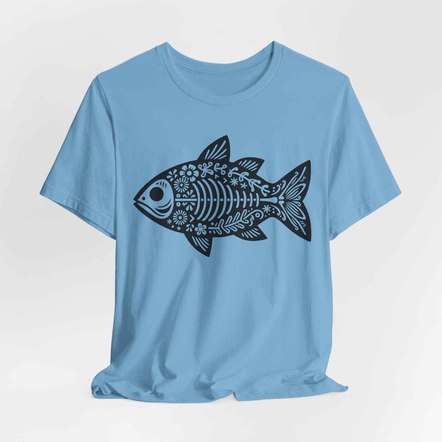 Texas Rigged Tees Mexican Flora Fish Skeleton — Unisex Cotton Tee
