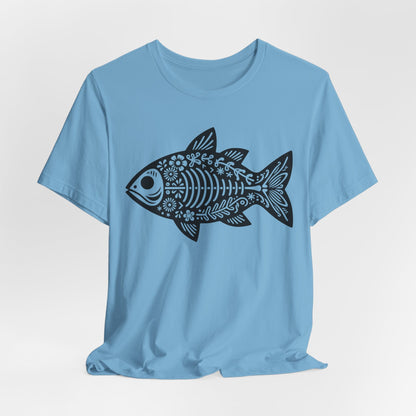 Texas Rigged Tees Mexican Flora Fish Skeleton — Unisex Cotton Tee
