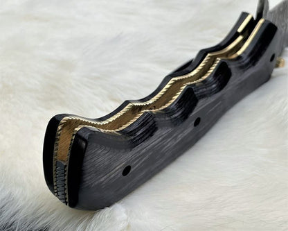 KBS Knives Tactical Urban Guardian Folding Pocket Knife – 8" Handmade Damascus Steel Blade, Pakka Wood Handle